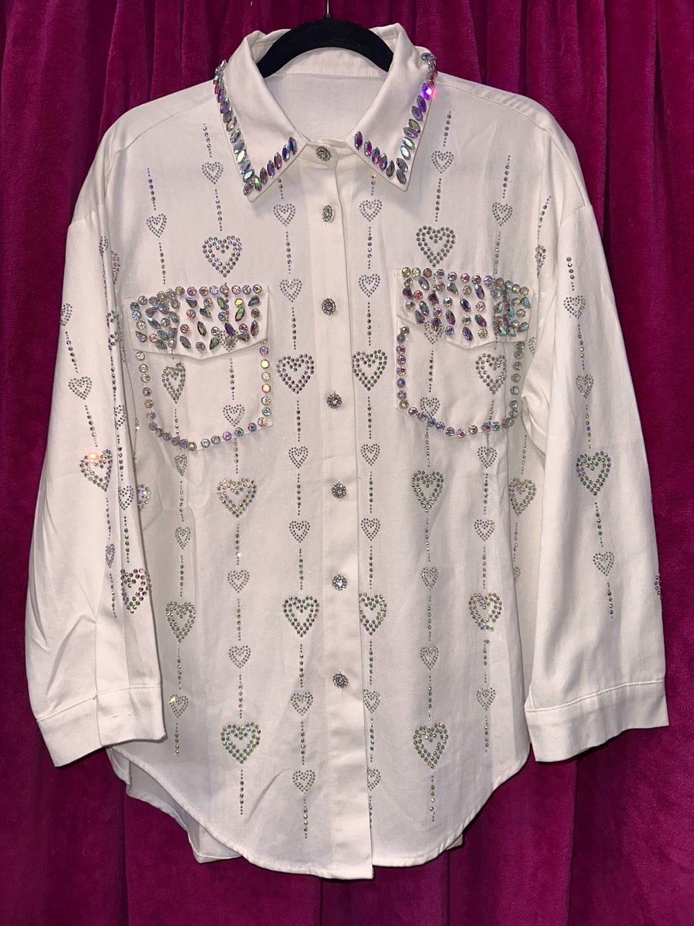 Camisa de mezclilla con cristales✨