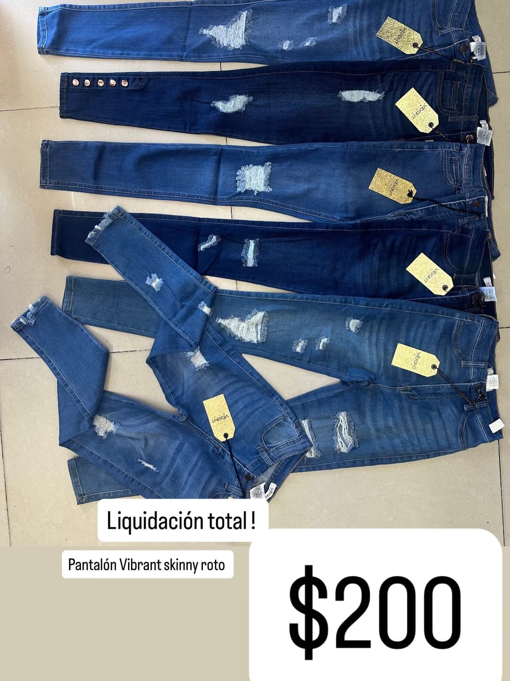Liquidación total de pantalón VIBRANT skinny roto vista 2